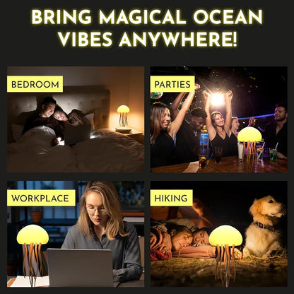 Floating Jellyfish LED Lamp | RGB Gradient Night Light with Moving Tentacles, Touch & Voice Control, USB Rechargeable