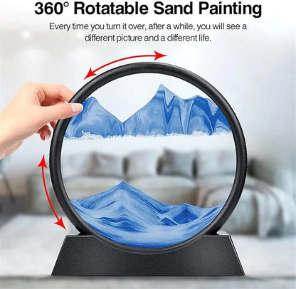 360° Rotating Sand Art Frame | Dynamic Moving Sandscape Glass Painting for Home, Office & Desk Décor