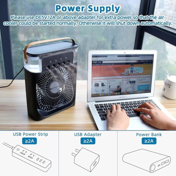 Portable AC Mini Cooler Fan | Compact & Rechargeable Personal Air Cooler | USB-Powered Desk Fan for Home, Office, and Outdoor Use - Image 4